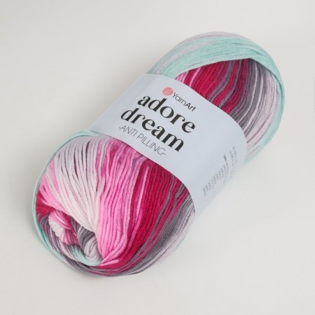 Yarn "Adore Dream" 100% acrylic anti-pilling 280m/100g (1066 roses-white-gray)-1