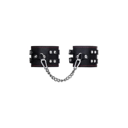 Shackles with two belts and a black Pecado BDSM lining, genuine leather, black-1