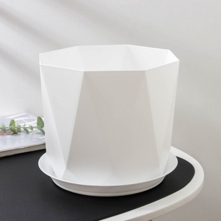 Pot for flowers with a prize pallet, 4.7 l, white color-5