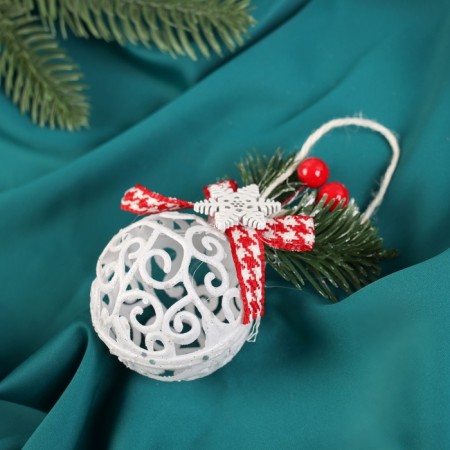 Ball plastic D-6 cm "lace" white-1