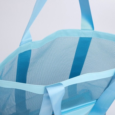 Bag - Shoper beach, 33x32x1 cm, with a grid, blue color-5