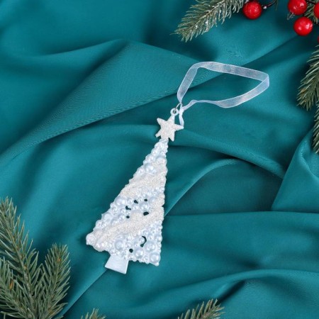 Christmas tree decoration "elegant shine" 7x14 cm, white