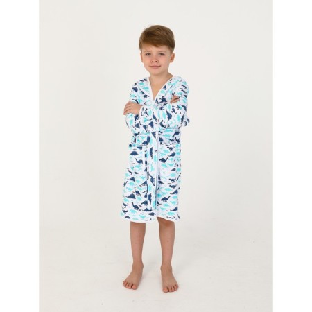 Children's robe with a hood, height 128 cm-6