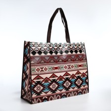 The bag is economic on the button, brown color/multi -colored