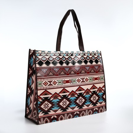 The bag is economic on the button, brown color/multi -colored