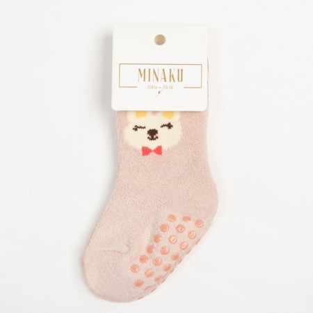 Noski children's terry with stoppers Minaku, pink color, size 12-14 cm-3