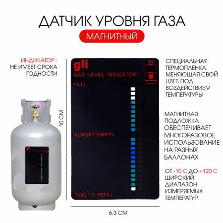 Gas level sensor on propane, magnetic