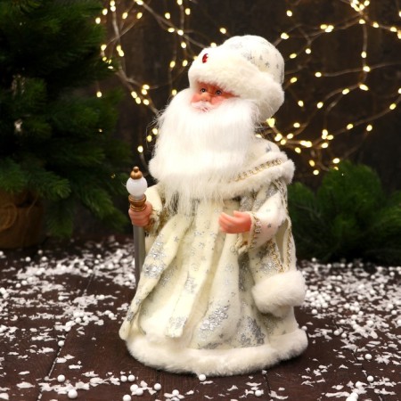 Santa Claus "with a flashlight on the staff and patterns on the fur coat" moves, 30x14 cm, white-3