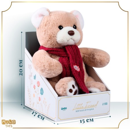 New Year's soft toy "Little Friend", a bear with a pink scarf-1