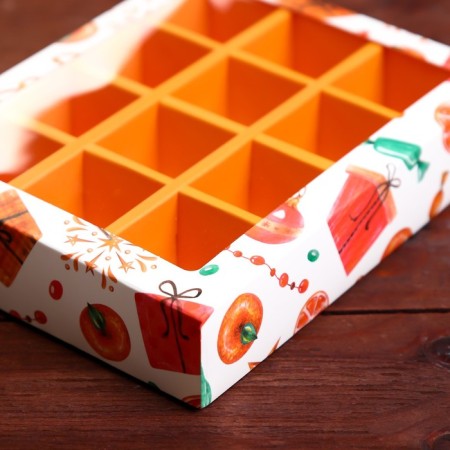 New Year. Box under 12 sweets "Mandarins", 19 x 15 x 3.6 cm, confectionery packaging-2