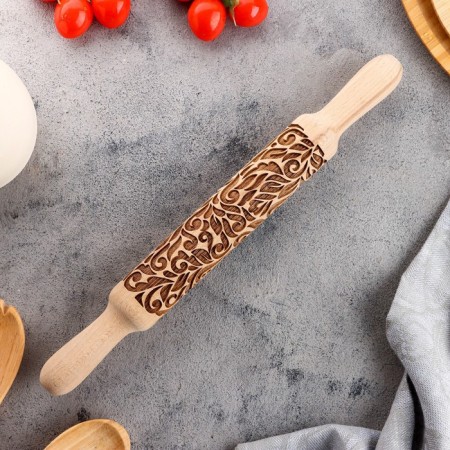 Carved rocking with patterns of "foliage" for baking, beech, 40 mm × 350 mm