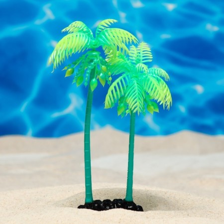 The artificial aquarium "palm tree", luminous, 18 cm, green
