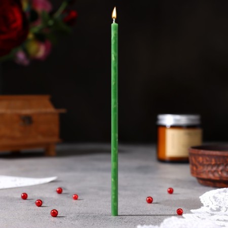 Candle wax "material well -being and career growth", 16x0.6 cm, 45 minutes, green