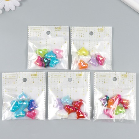 Busina for creativity plastic "Heart -colored, mother -of -pearl" mix 2.1x1.6x0.9 cm-4