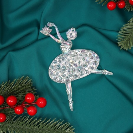 Christmas tree decoration "Ballerina overflow" 14x10.5 cm, transparent