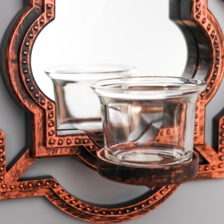 Climber Wall glass per 1 candle "Reflection" set 2 pcs D-4 cm. Art. bronze 8x20x20.5 cm-2