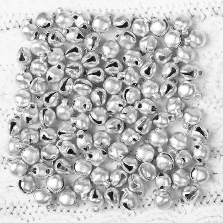 Bells for needlework, set of 100 pcs., Size 1 pc. - 0.6 cm, silver color-1