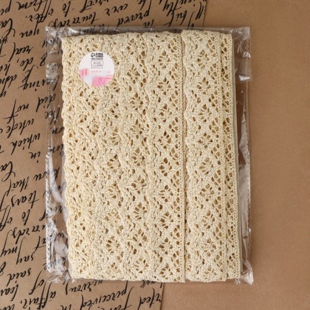 Lace knitted, with lurex, 34 mm × 10 ± 1 m, beige color-3