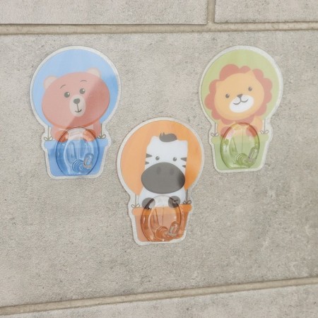 Self -adhesive hooks "animals", 3 pcs, drawing mix
