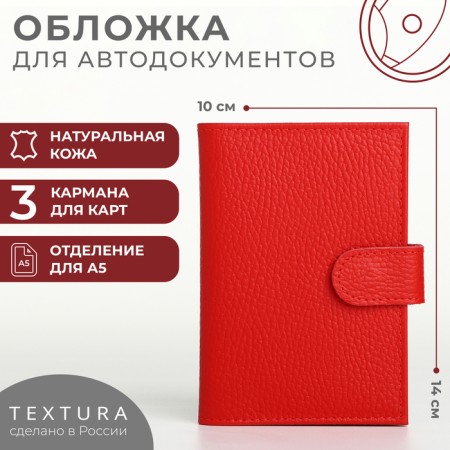 Cover for auto documents on the button, textura, red color