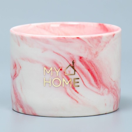Ceramic pot with embossing, Kashpo "My Home", 8 x 5.5 cm-2