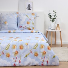 Bed linen Pavline 1.5p flowering on blue 145x215,150x215.70x70cm 2pcs polysatin 70g/m, polyester 100%