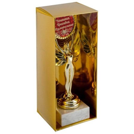 Nick's reward figure with a “Successful, beautiful, amazing” liner, plastic, stone, gold, 18 x 7 cm-4