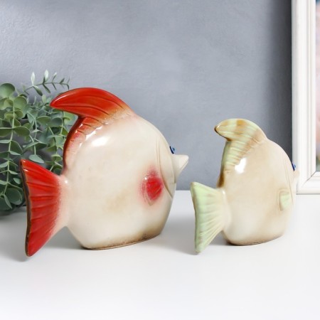 Souvenir ceramics "Two fish" set 2 pcs 5.5x19.5x14 cm 7x24x17 cm-5