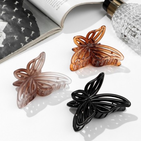 Hair crab "gloss" butterfly stripes, 7 cm, mix-1