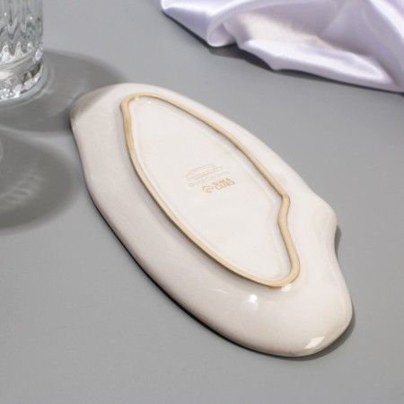 Ceramic plate "Sea shell", 10 x 23 cm white, white color-2