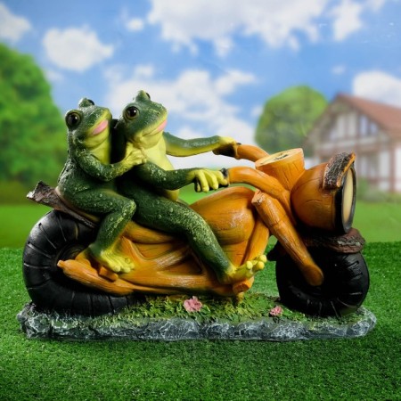 Garden figure "Frog on a motorcycle" 48x35x12cm-1