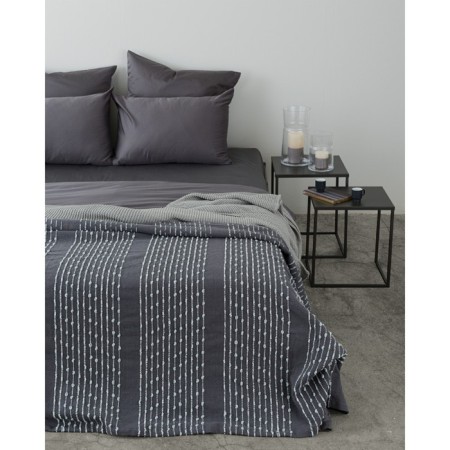 Gray cotton cover with a decorative line of Ethnic, size 230x250 cm-2
