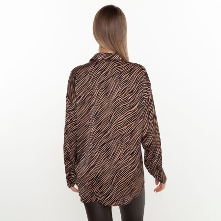 Female blouse, coffee color, zebra print, rn 54-5