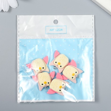 Decor for creativity plastic "Tender owl with a loop" 0.8x3x2.2 cm-3