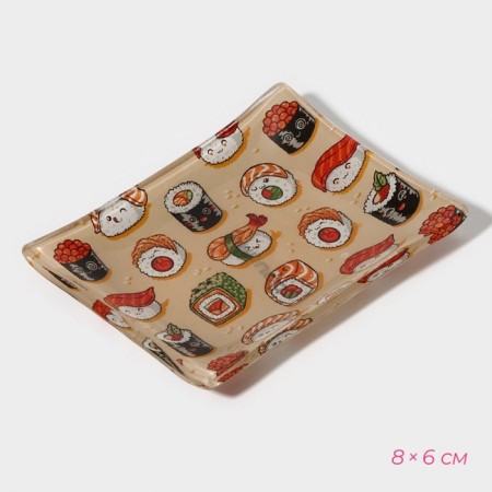 A set for sushi from glass “Seth”, 3 objects: saucepan 8 × 2 cm, 8 × 6 cm, stand 25 × 15 × 2 cm-6
