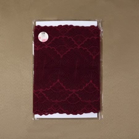 Lace elastic fabric, 180 mm × 2.7 ± 0.5 m, burgundy color-4