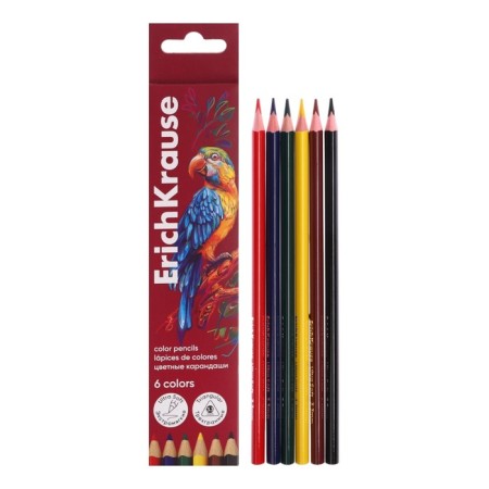 Pencils 6 colors Erichkrause "Safari", wood, trihedral, euro suspension-2