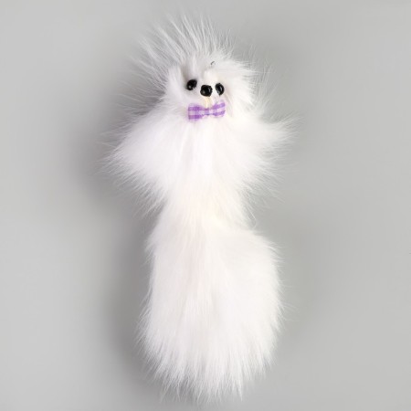 A mouse made of natural fur, up to 11 cm with a tail, white-1