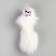 A mouse made of natural fur, up to 11 cm with a tail, white