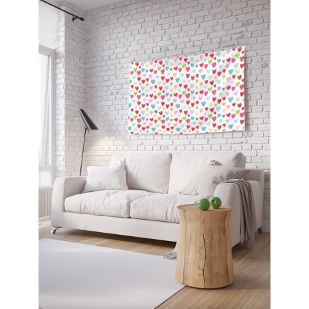 Decorative panel with photo printing "Multi -colored hearts", horizontal, size 100x150 cm