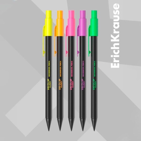 Mechanical pencil with Erichkrause "XS Clip Accent", NV, Grifel D = 0.7 mm, in the box, mix-9
