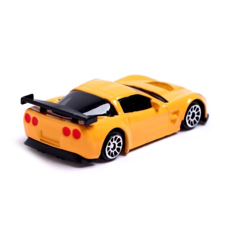 Metal machine Chevrolet Corvette C6-R, 1:64, yellow color-2