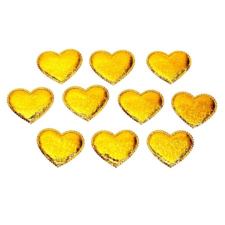 Decorative hearts, set of 10 pcs., Size 1 pcs: 4.5 × 3.1 cm, Golden color overflow-1