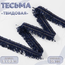 Decorative braid “Twydal”, one -sided, 35 mm, 5 ± 0.5 m, blue color