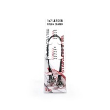 The leash of the steel Namazu Leader 1x7 Nylon Coated Black, D-0.24 mm, L-15 cm, T-7 kg, 3 pcs.   108186