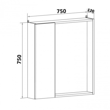 Cabinet-mirror "Manhattan 75" gray concrete, universal-3