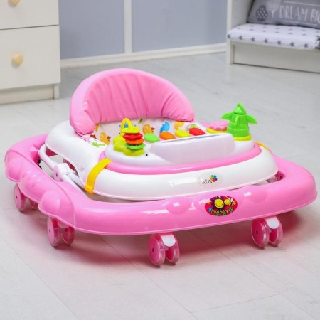 Walks "Smile", 8 Silik. wheels, removable panel, muses, light, toys, pink-9