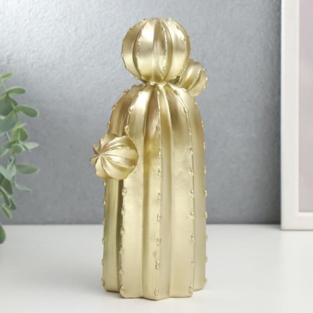 Souvenir Polystone "Golden Cactus" 20.5x8x8 cm-3