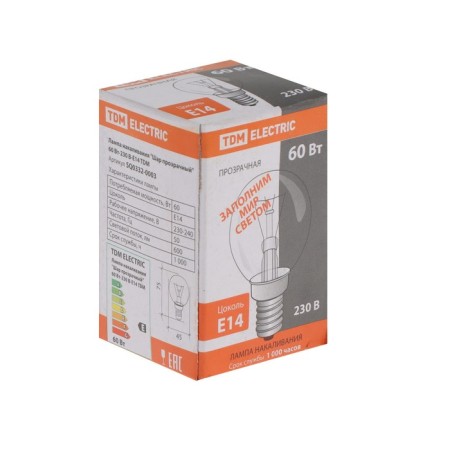 TDM incandescent lamp "Shar transparent", 60 watts, E14-1