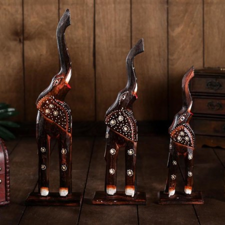 Souvenir tree (set 3 pcs) "Elephants trunks up stars on the ears" 35x24x5 cm mix-8